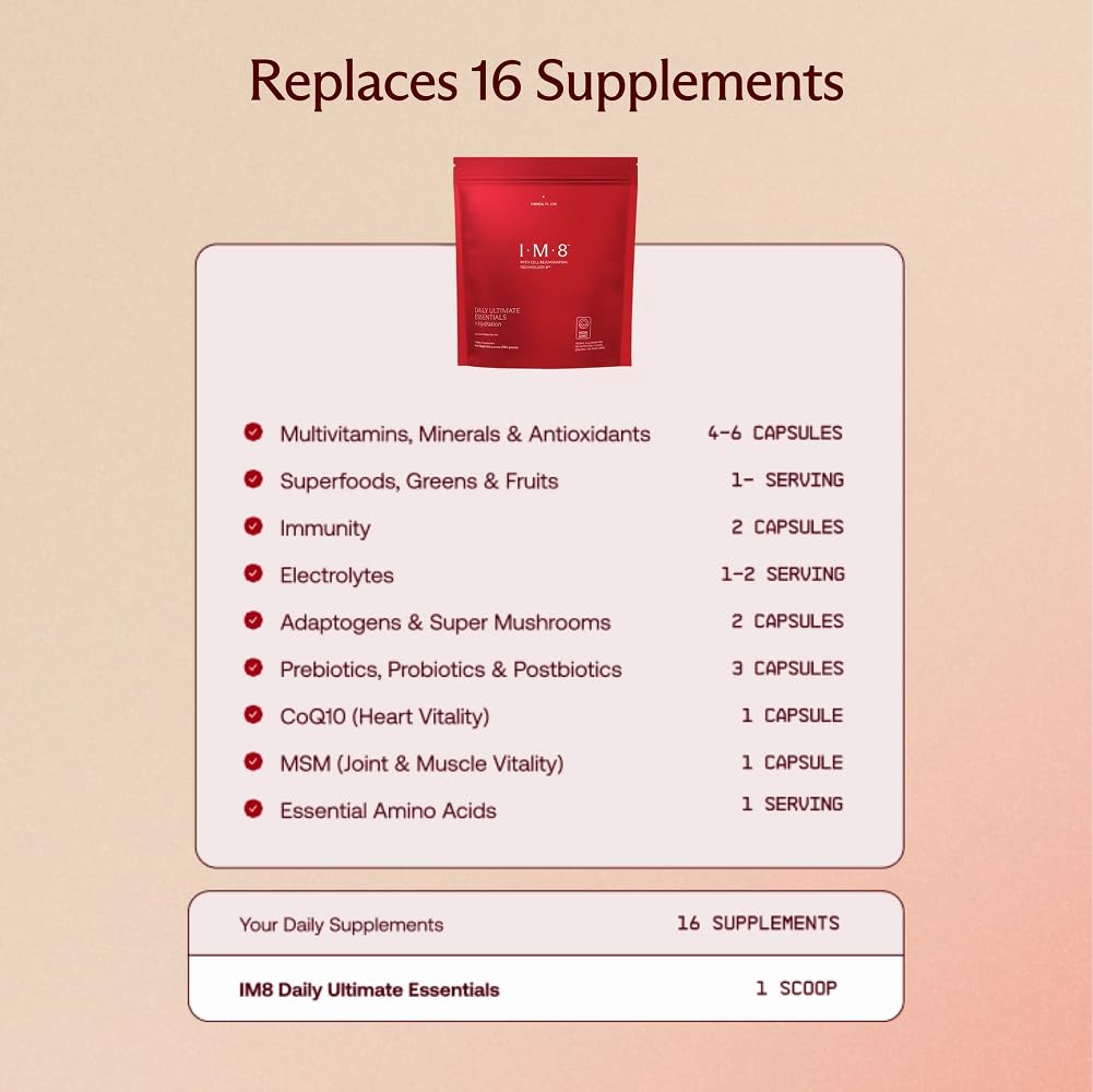 IM8 Daily Ultimate Essentials – All-in-One Multivitamin Powder, 92 Nutrients, Acai Mixed Berry