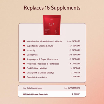 IM8 Daily Ultimate Essentials – All-in-One Multivitamin Powder, 92 Nutrients, Acai Mixed Berry