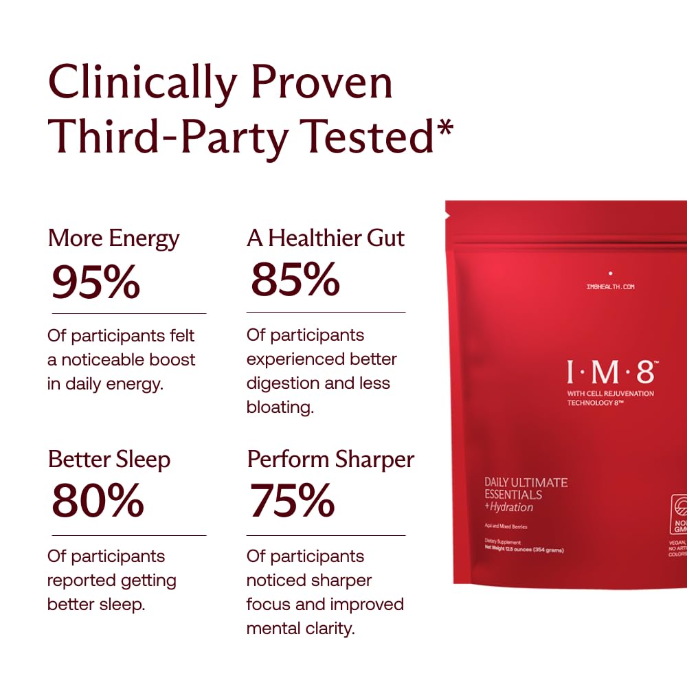 IM8 Daily Ultimate Essentials – All-in-One Multivitamin Powder, 92 Nutrients, Acai Mixed Berry