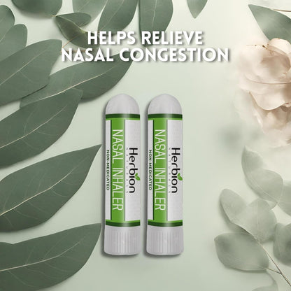 HERBION Naturals Nasal Inhaler - Non-Medicated Essential Oil Relief for Congestion & Sinus Pressure (Pack of 2)