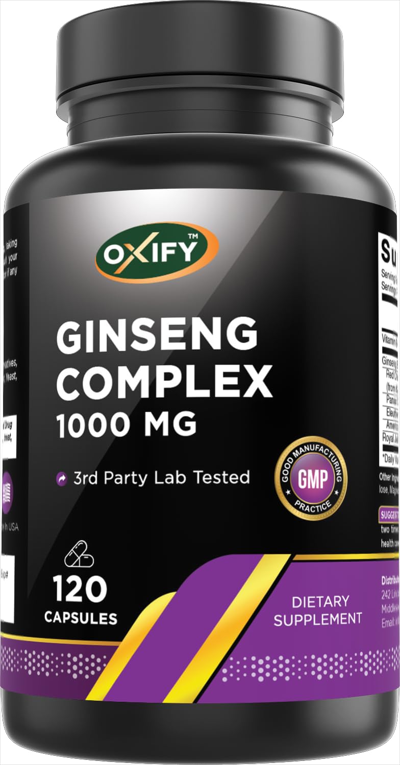 Oxify Ginseng Complex 1000 MG – 120 Capsules | Gluten-Free, Non-GMO | Made in USA