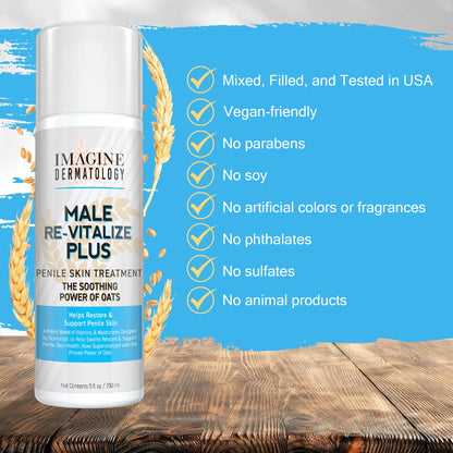 Imagine Dermatology Male Re-Vitalize PLUS Oats Penile Health Cream for Men – Hydration, Protection & Comfort (5fl oz/150ml)