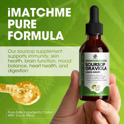 iMATCHME 2 Pack Soursop Graviola Liquid Drops – Immune & Gut Health Support