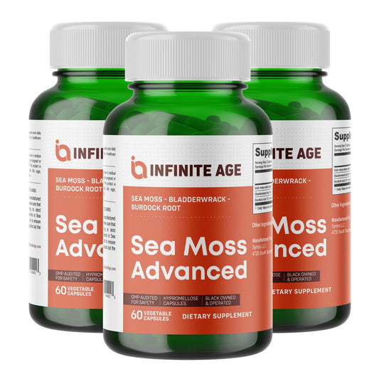INFINITE AGE 3-Pack Sea Moss Capsules 1250mg – 180 Vegan Capsules Each, Made in USA