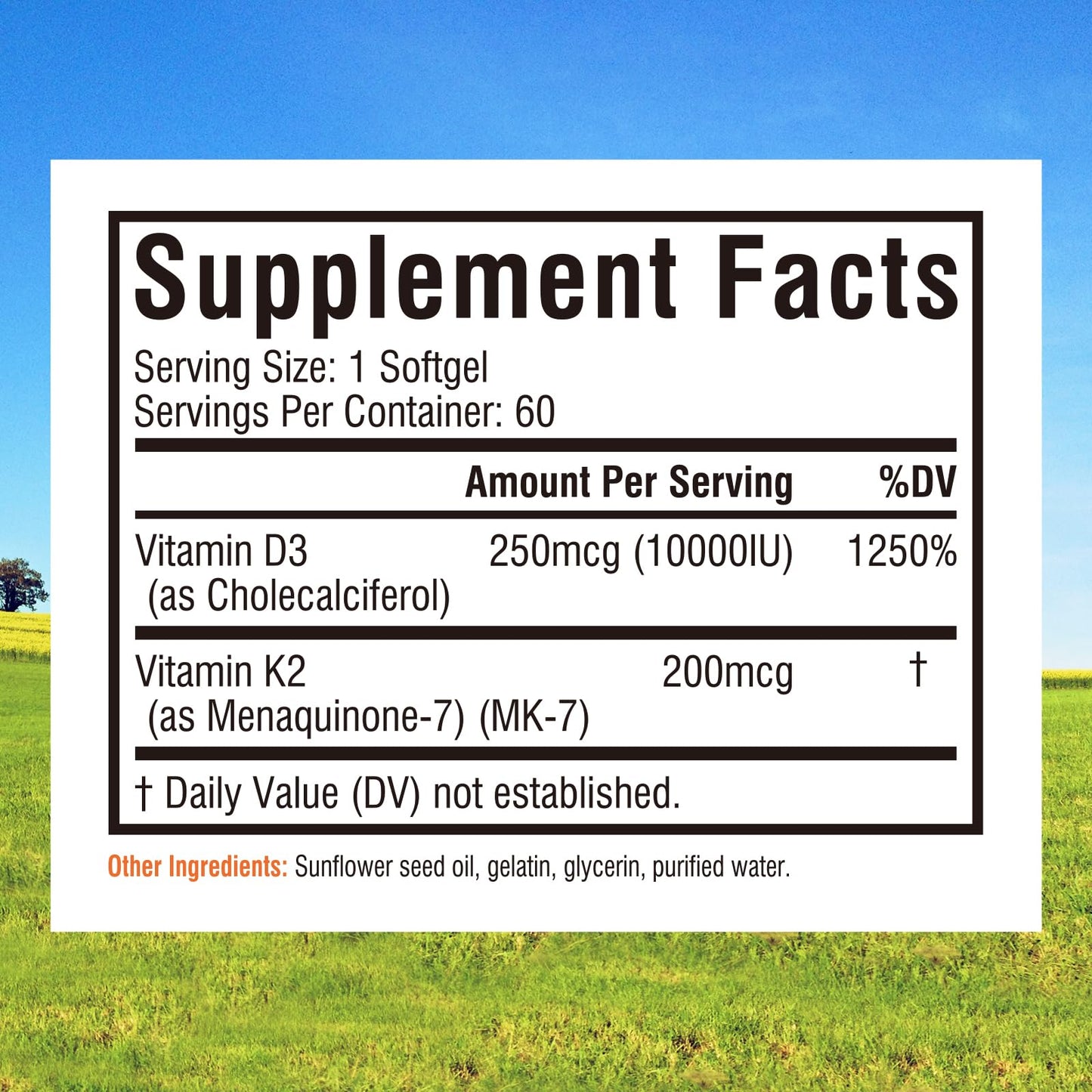Innate Vitality D3 K2 Softgels — 10,000 IU D3 + 200 mcg MK-7 | 60 Softgels