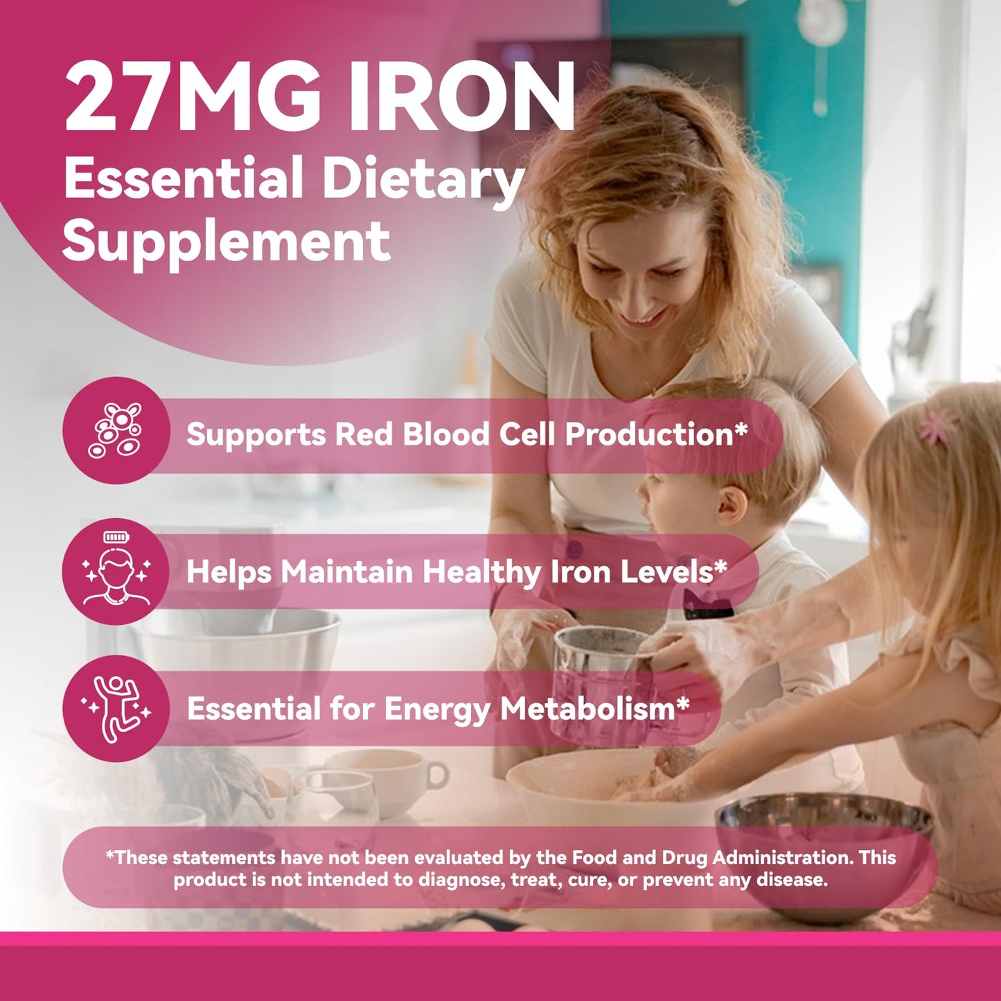 Inner Brightness Iron Supplement - 27 mg Iron for Women, 100 Tablets