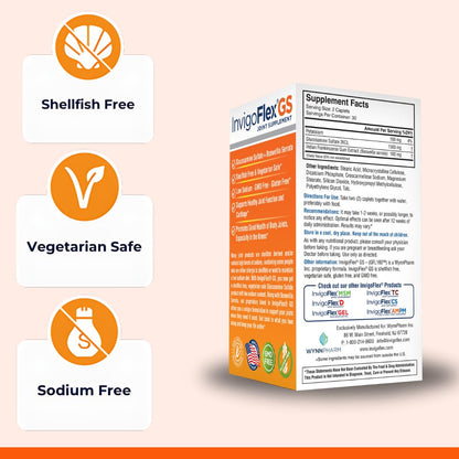 INVIGOFLEX Glucosamine Sulfate with Boswellia Serrata | Shellfish Free, Vegetarian Safe, Gluten Free - 3 Pack