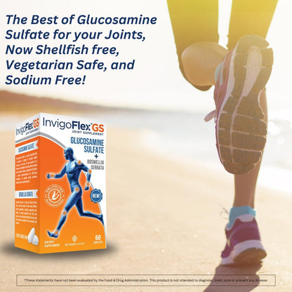 INVIGOFLEX Glucosamine Sulfate with Boswellia Serrata | Shellfish Free, Vegetarian Safe, Gluten Free - 3 Pack