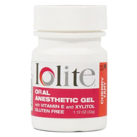 جل IOLITE الموضعي للفم – إكسيليتول وفيتامين هـ – خالٍ من الجلوتين – لتخفيف تقرحات الفم وآلام الأسنان (1 أونصة، بنكهة الكرز اللاذع الخالية من الصبغة)