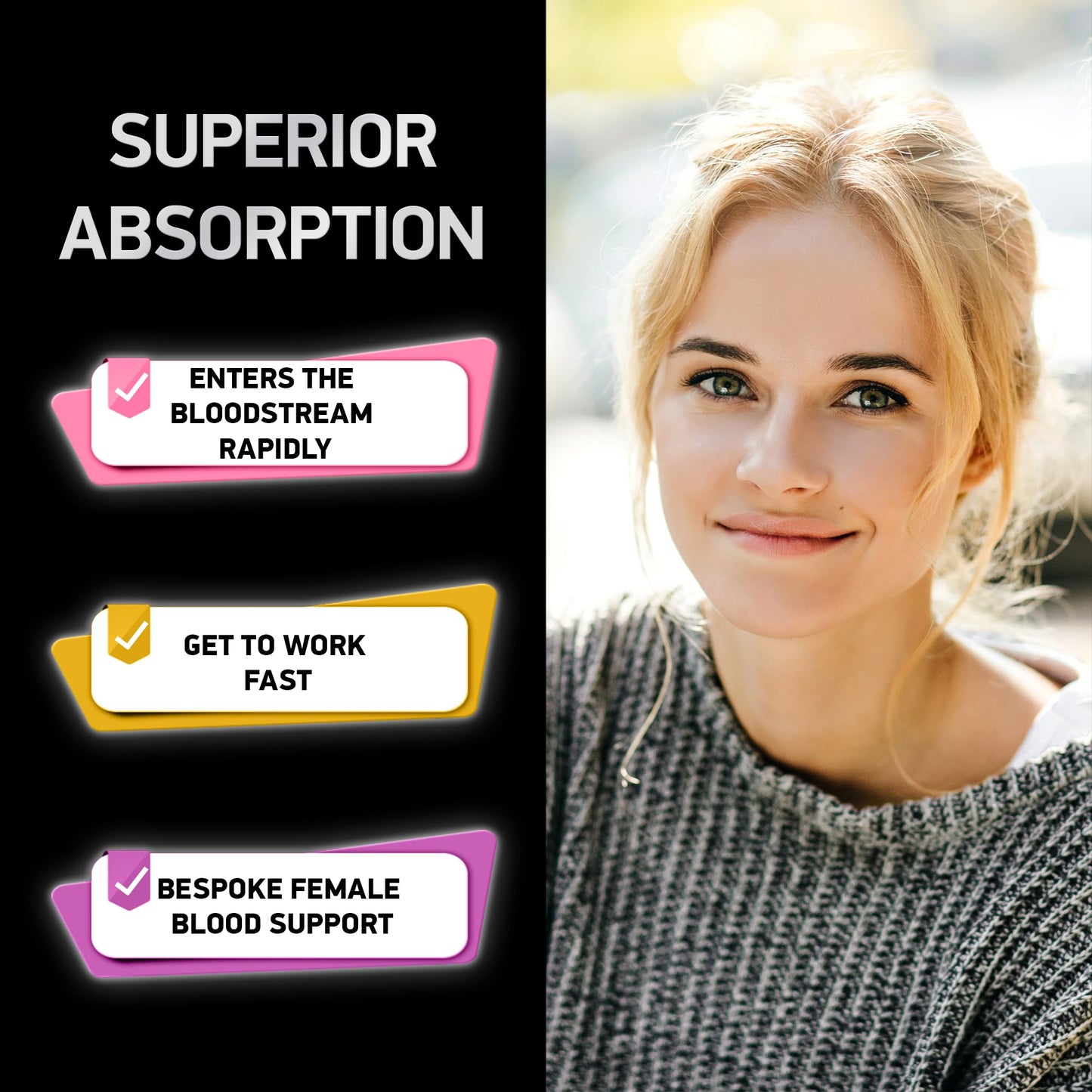 Vegan Iron for Women with Folic Acid | 194% Iron, 168% Folate | Gluten-Free