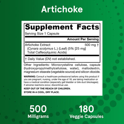 Jarrow Formulas Artichoke 500 mg Veggie Capsules – Liver Health & Digestion Support | Pack of 12