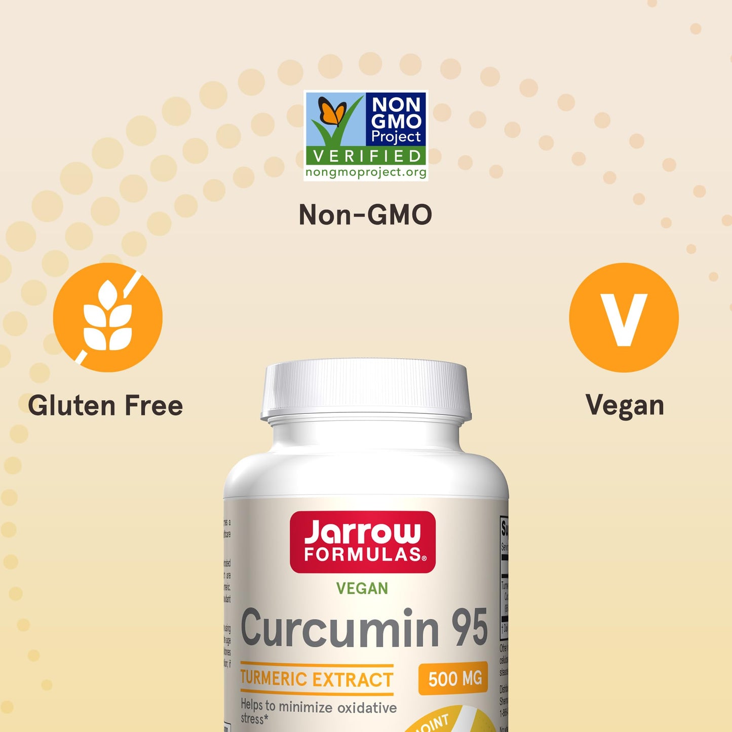 Jarrow Formulas Curcumin 95 500 mg – Turmeric Curcumin Extract for Antioxidant Support, 120 Veggie Capsules (Pack of 12)