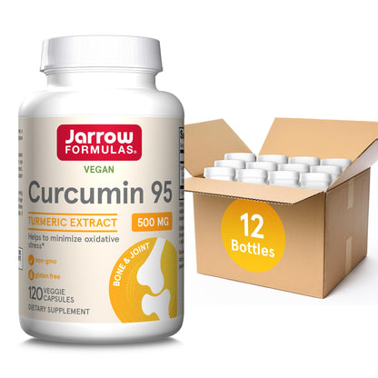 Jarrow Formulas Curcumin 95 500 mg – Turmeric Curcumin Extract for Antioxidant Support, 120 Veggie Capsules (Pack of 12)