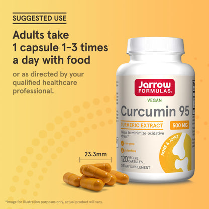 Jarrow Formulas Curcumin 95 500 mg – Turmeric Curcumin Extract for Antioxidant Support, 120 Veggie Capsules (Pack of 12)