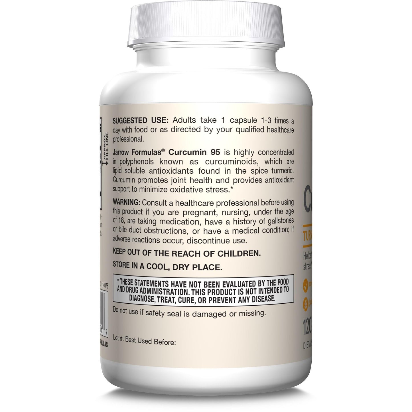 Jarrow Formulas Curcumin 95 500 mg – Turmeric Curcumin Extract for Antioxidant Support, 120 Veggie Capsules (Pack of 12)