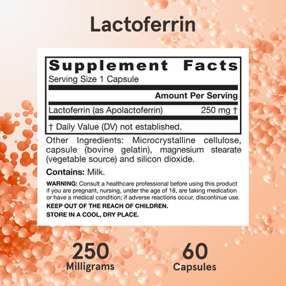 Jarrow Formulas Lactoferrin 250 mg – Immune Support & Iron Absorption (60 Caps) Pack of 12