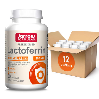 Jarrow Formulas Lactoferrin 250 mg – Immune Support & Iron Absorption (60 Caps) Pack of 12