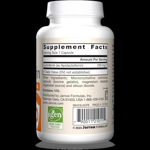 Jarrow Formulas Lactoferrin 250 mg – Immune Support & Iron Absorption (60 Caps) Pack of 12