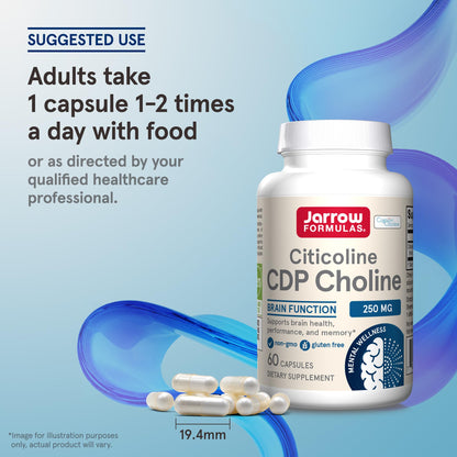 Jarrow Formulas Citicoline CDP Choline 250 mg – Brain Health & Focus (60 Capsules, 12-Pack)