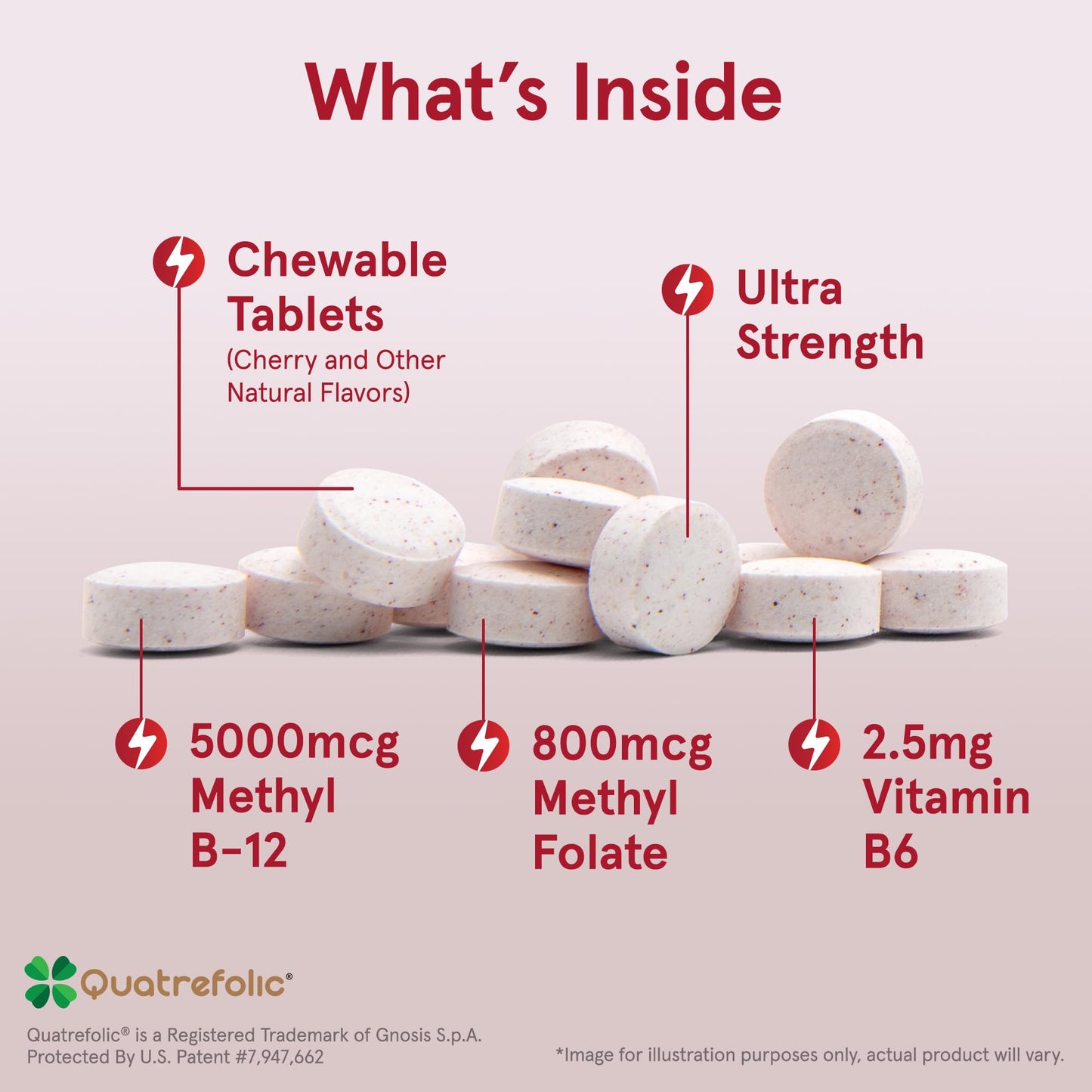 Jarrow Formulas Ultra Strength Methyl B-12 5000 mcg & Methyl Folate 800 mcg + P-5-P – 60 Chewables (60-Day Supply)