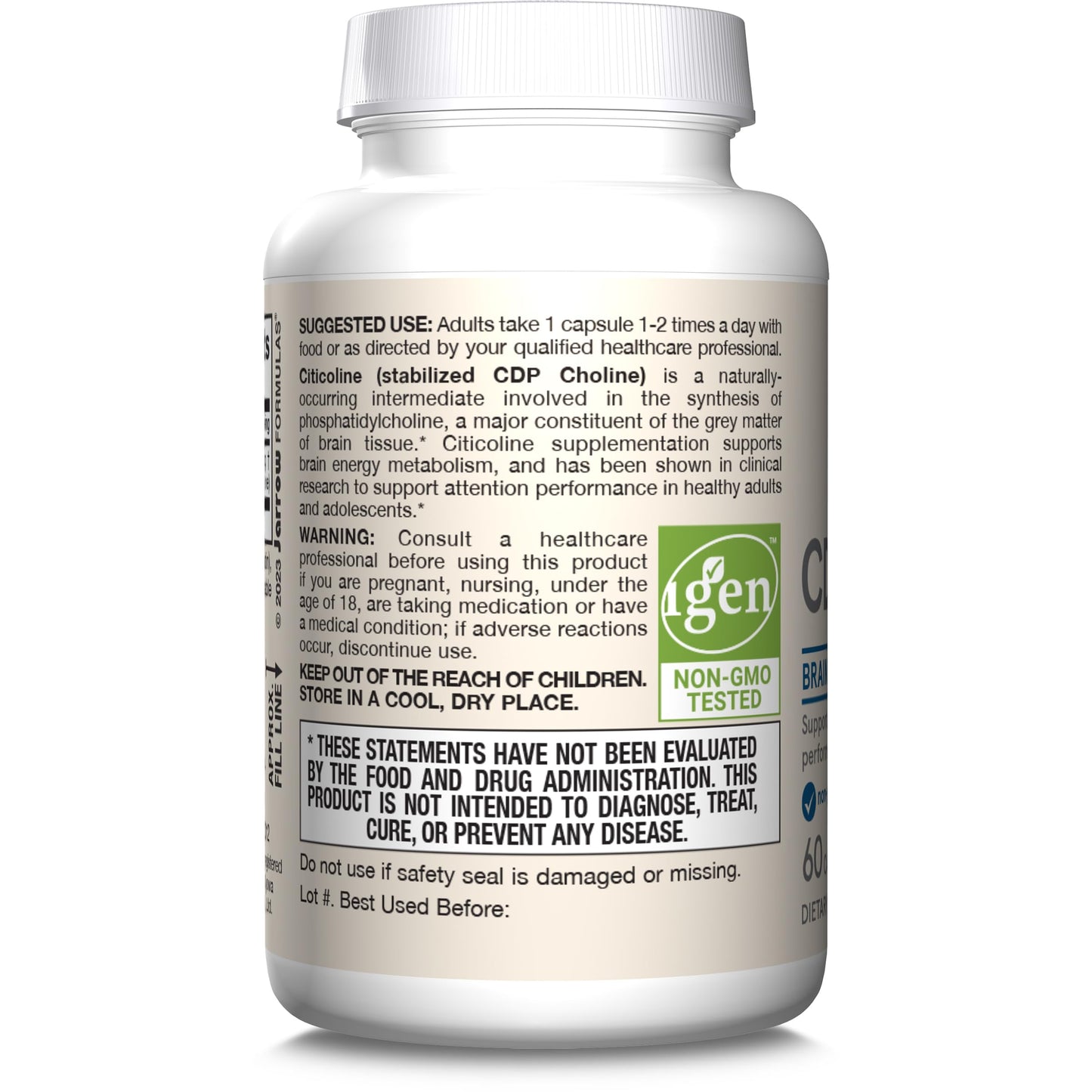 Jarrow Formulas Citicoline CDP Choline 250 mg – Brain Health & Focus (60 Capsules, 12-Pack)