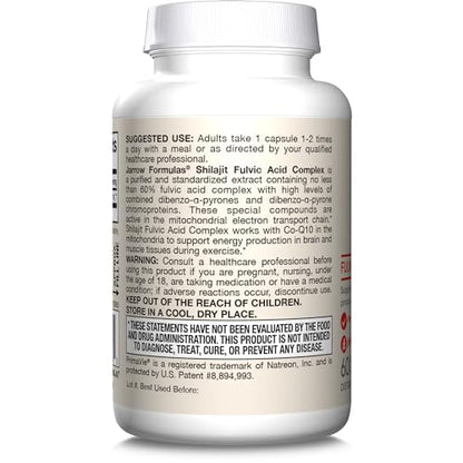 Jarrow Formulas Shilajit 250 mg Fulvic Acid Complex – 60 Veggie Capsules