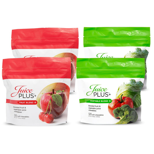 Juice Plus+ Fruit & Vegetable Blend Soft Chews – Vegan Gummies for Adults & Kids | 4 Packs