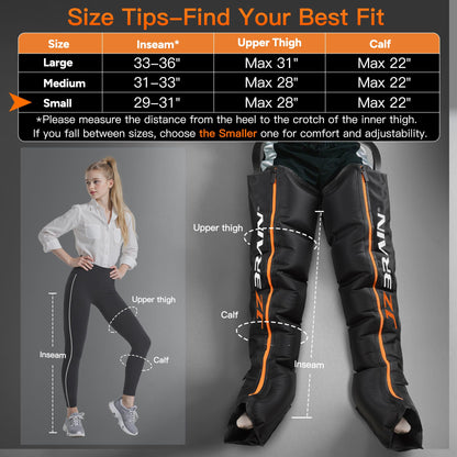 JZBRAIN Air Compression Leg Recovery Boots – Dual-Power, 6 Modes, 14 Zones (Small)