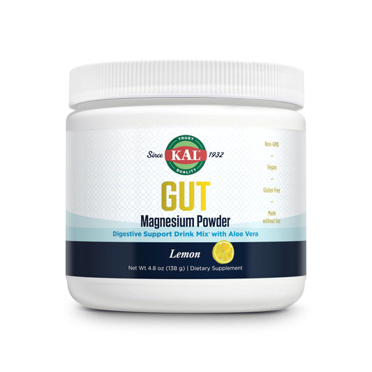مسحوق KAL Gut Magnesium Plus Aloe Vera – مزيج مشروب بالليمون | بدون سكر | ضمان لمدة 60 يومًا | 40 حصة