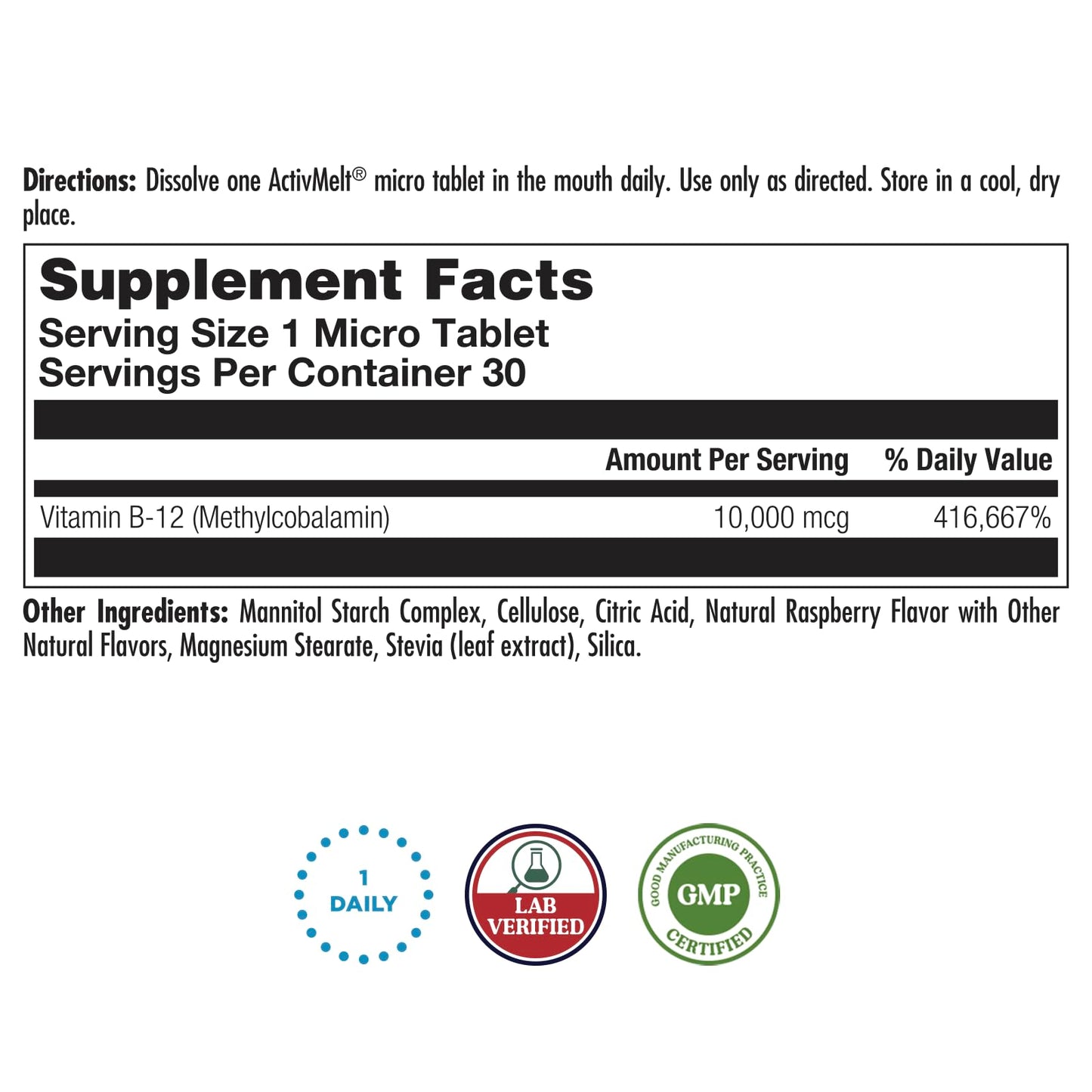 KAL Ultra B12 10,000 mcg – High Potency Methylcobalamin Vitamin B-12