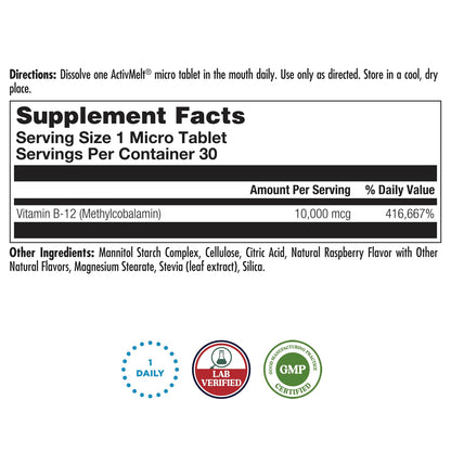 KAL Ultra B12 10,000 mcg – High Potency Methylcobalamin Vitamin B-12