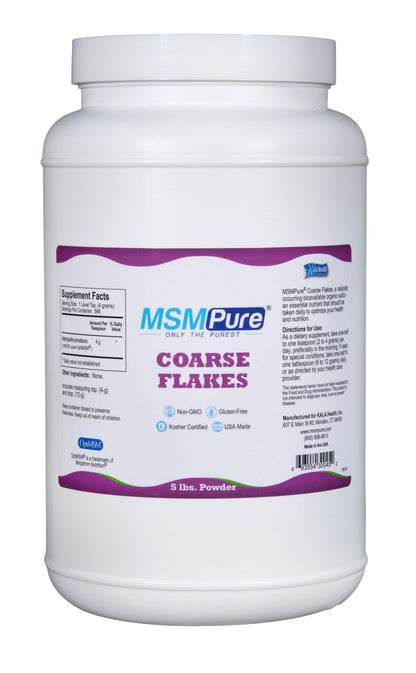 KALA HEALTH MSMPure Coarse MSM Powder Flakes – US-Made MSM for Joints, Skin, Hair & Nails – 5 lb