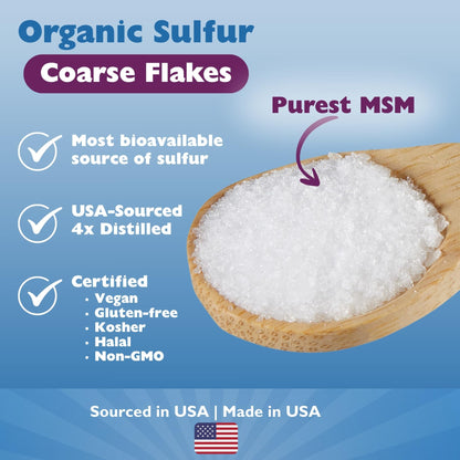 KALA HEALTH MSMPure Coarse MSM Powder Flakes – US-Made MSM for Joints, Skin, Hair & Nails – 5 lb