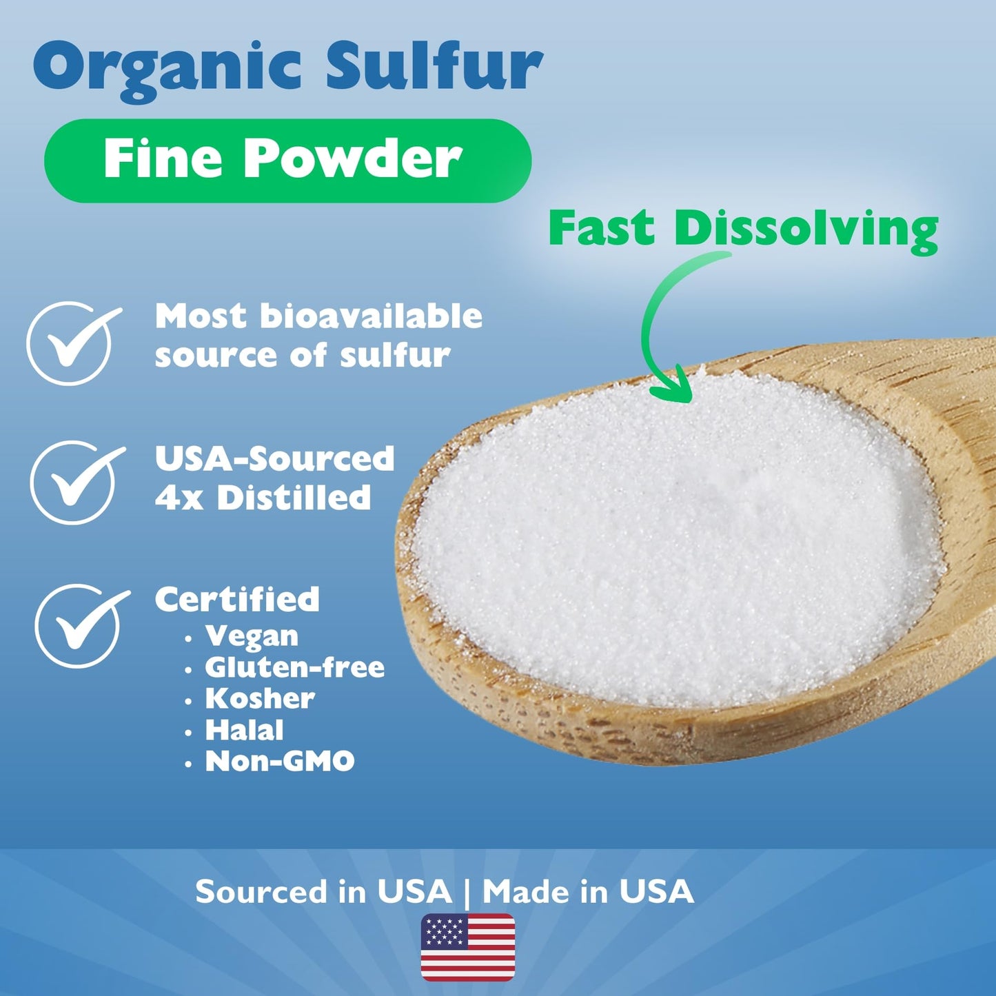 KALA HEALTH MSMPure Fast Dissolving MSM Powder – USA-Made Organic Sulfur for Joints, Skin, Hair & Nails – 10 lb