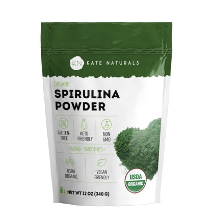 Kate Naturals Organic Spirulina Powder - 12 oz, USDA Organic & Non-GMO