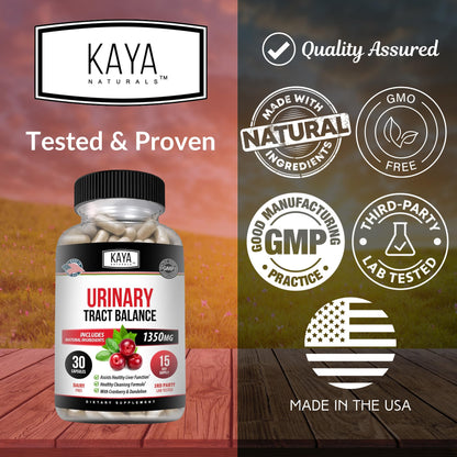 Kaya Naturals D-Mannose Urinary Tract Support – Cranberry, Hibiscus & Dandelion Root | 30 Veggie Capsules