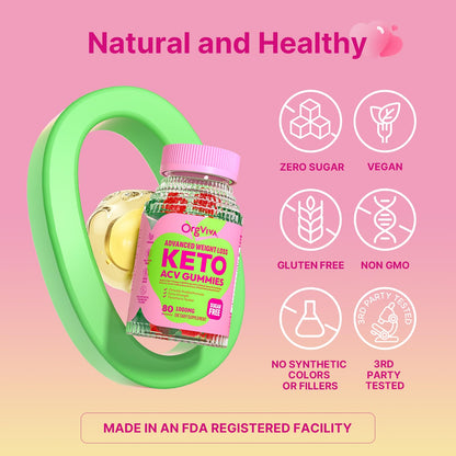 Keto ACV Gummies for Weight Loss – Sugar Free Apple Cider Vinegar with B12 (80 ct)