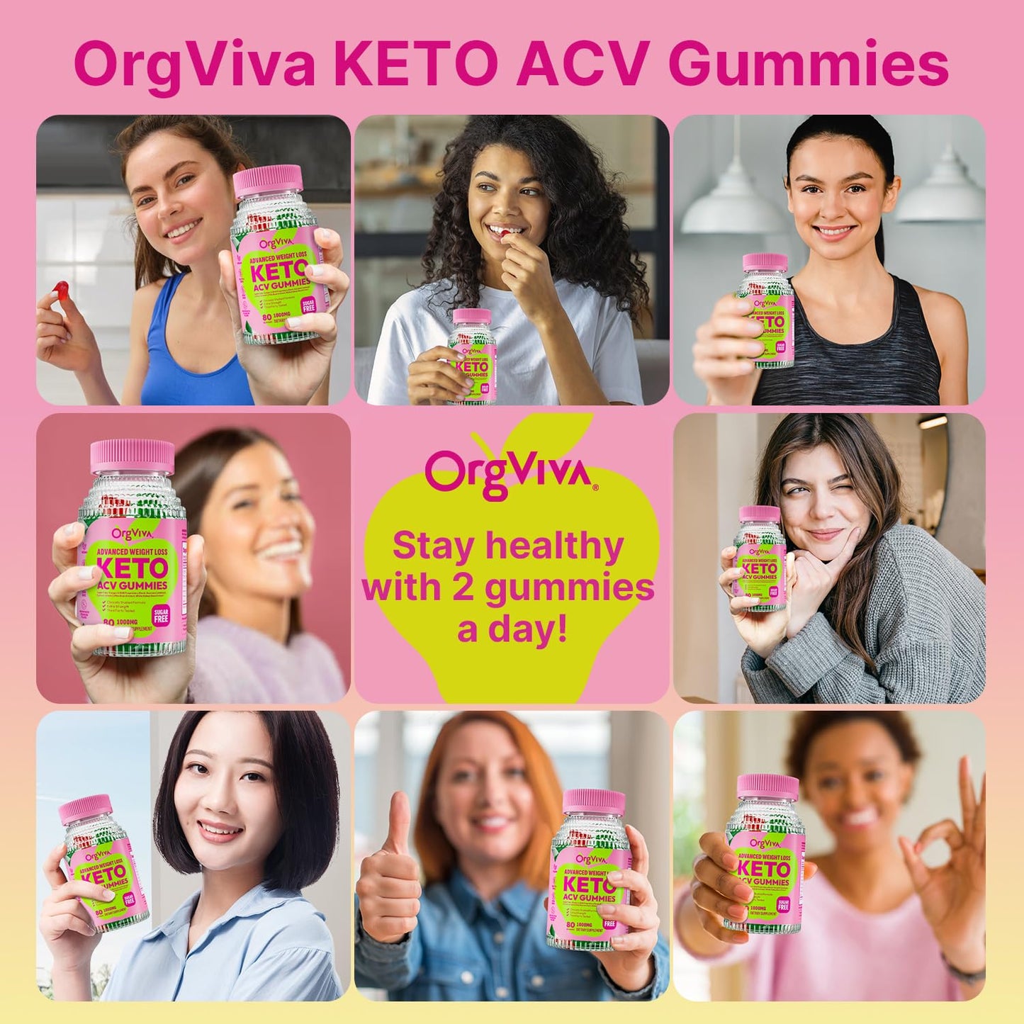 Keto ACV Gummies for Weight Loss – Sugar Free Apple Cider Vinegar with B12 (80 ct)