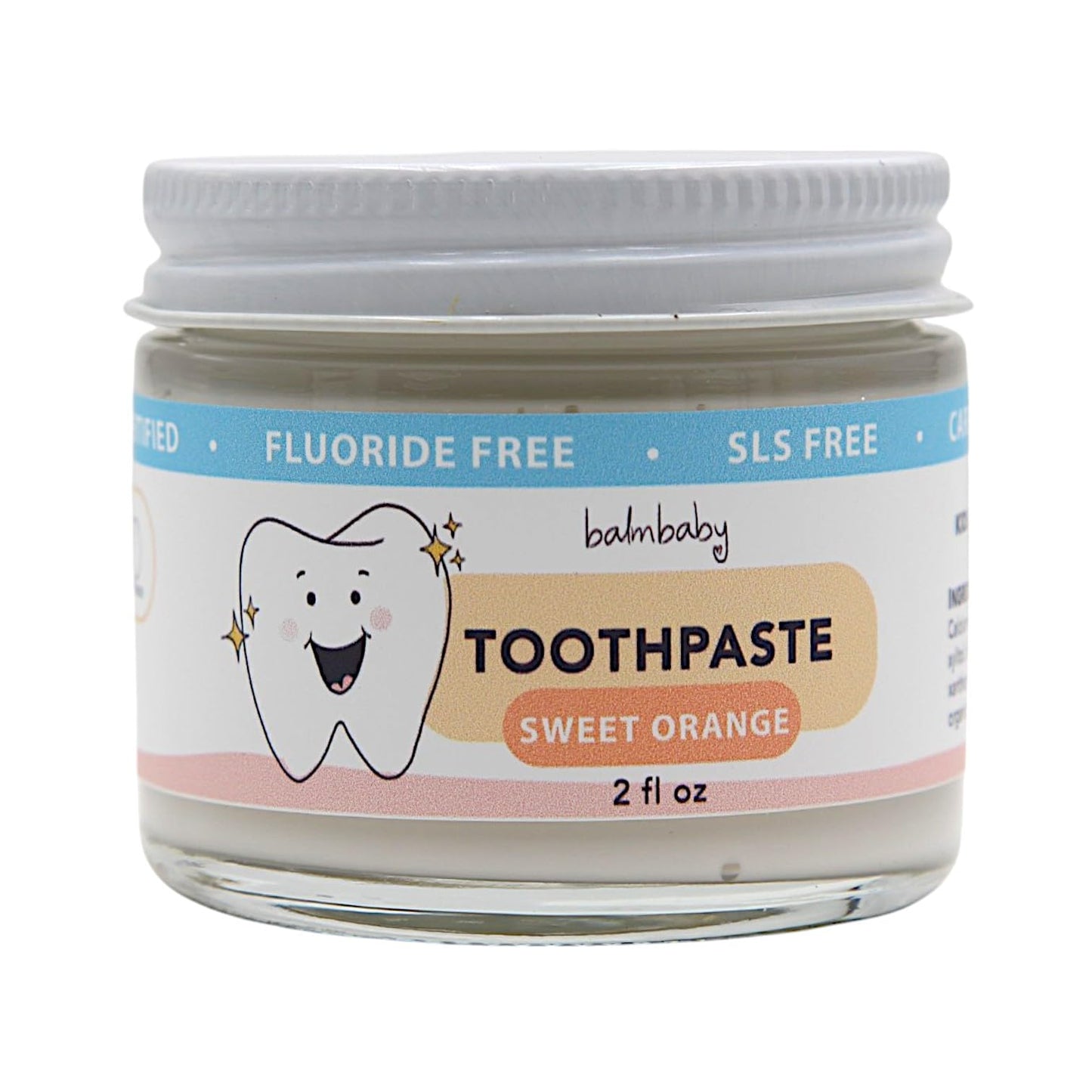 Kids All Natural Fluoride-Free Toothpaste – SLS-Free, Xylitol, Vegan, Zero Waste Glass Jar (Orange)