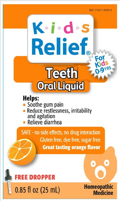 Kids Teething Oral Solution Orange Flavor (0.85 oz) 25 ml – Safe, All-Natural Homeopathic
