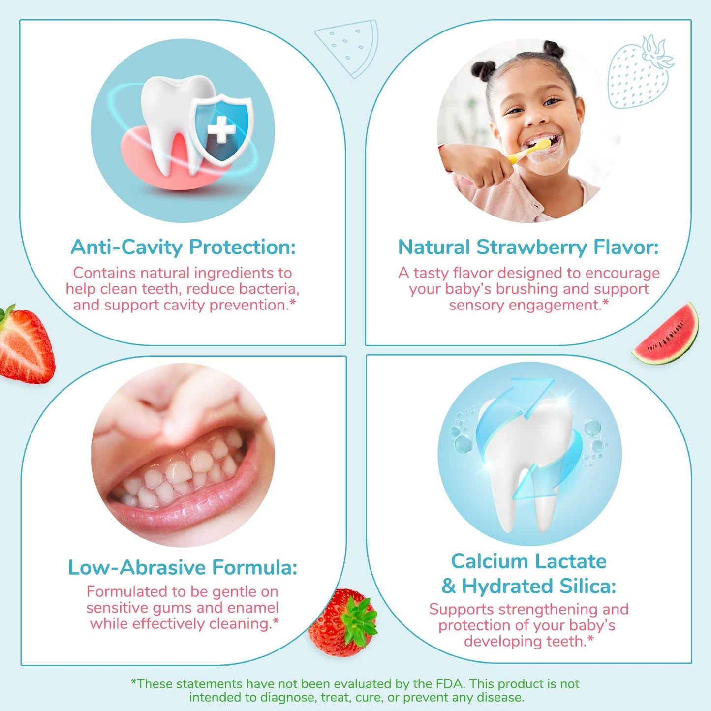 Kids Toothpaste - Fluoride Free, Cavity & Enamel Protection, Strawberry & Watermelon Flavor (Ages 2+)