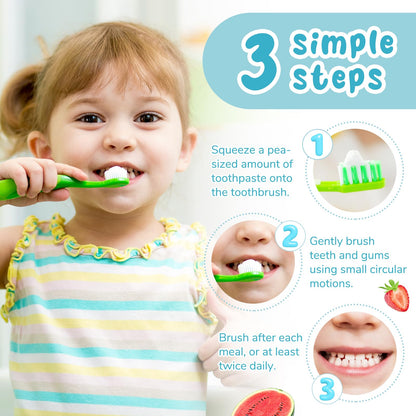 Kids Toothpaste - Fluoride Free, Cavity & Enamel Protection, Strawberry & Watermelon Flavor (Ages 2+)