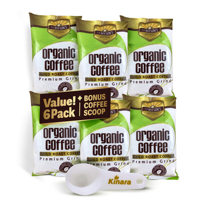Kinara SA Wilson’s Organic Enema Coffee – Mold-Free, USDA Organic, High-Caffeine for Liver Detox, Digestive Support & Energy – 6-Pack