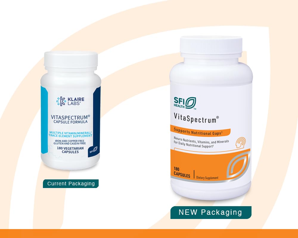 Klaire Labs SFI Health VitaSpectrum Kids Multivitamin Capsules - 28 Essential Nutrients, Gluten-Free (180ct)