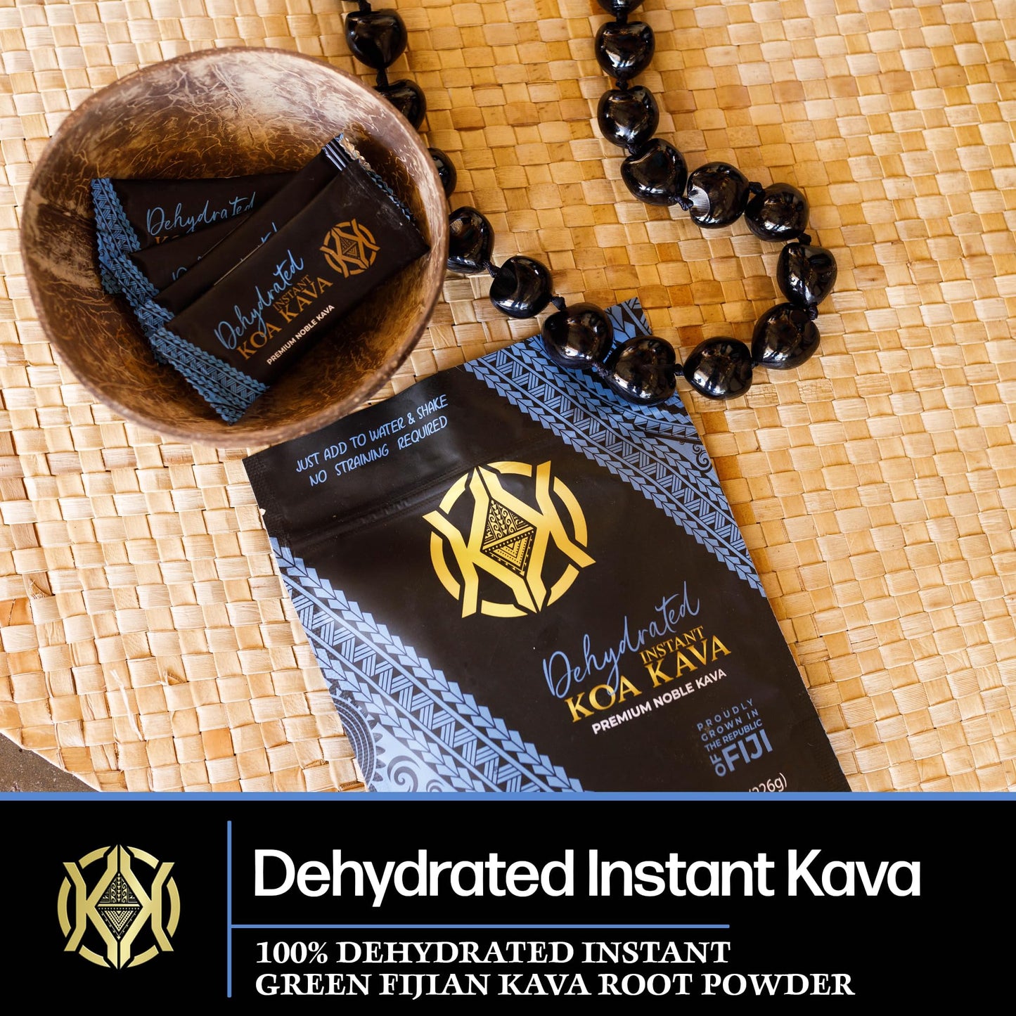 Koa Kava Dehydrated Instant Kava – 16 oz Green Fijian Noble Root Powder (1 lb)