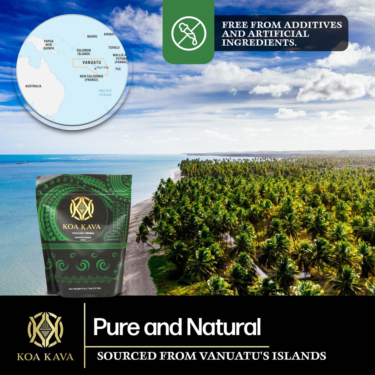 Koa Kava Vanuatu Kava Powder – 1kg Premium Noble Waka from Lateral Roots