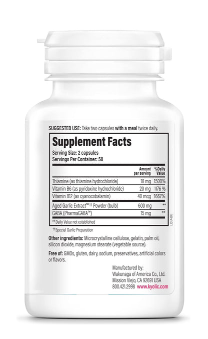 Kyolic Aged Garlic Extract Formula 101 – Stress & Fatigue Relief, 100 Capsules
