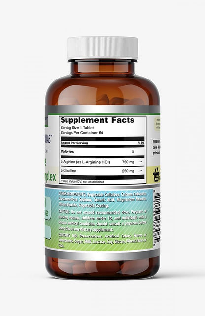 Amazing Formulas L-Arginine/L-Citrulline Complex 1000mg - 60 Tablets | Non-GMO, Gluten Free, Made in USA