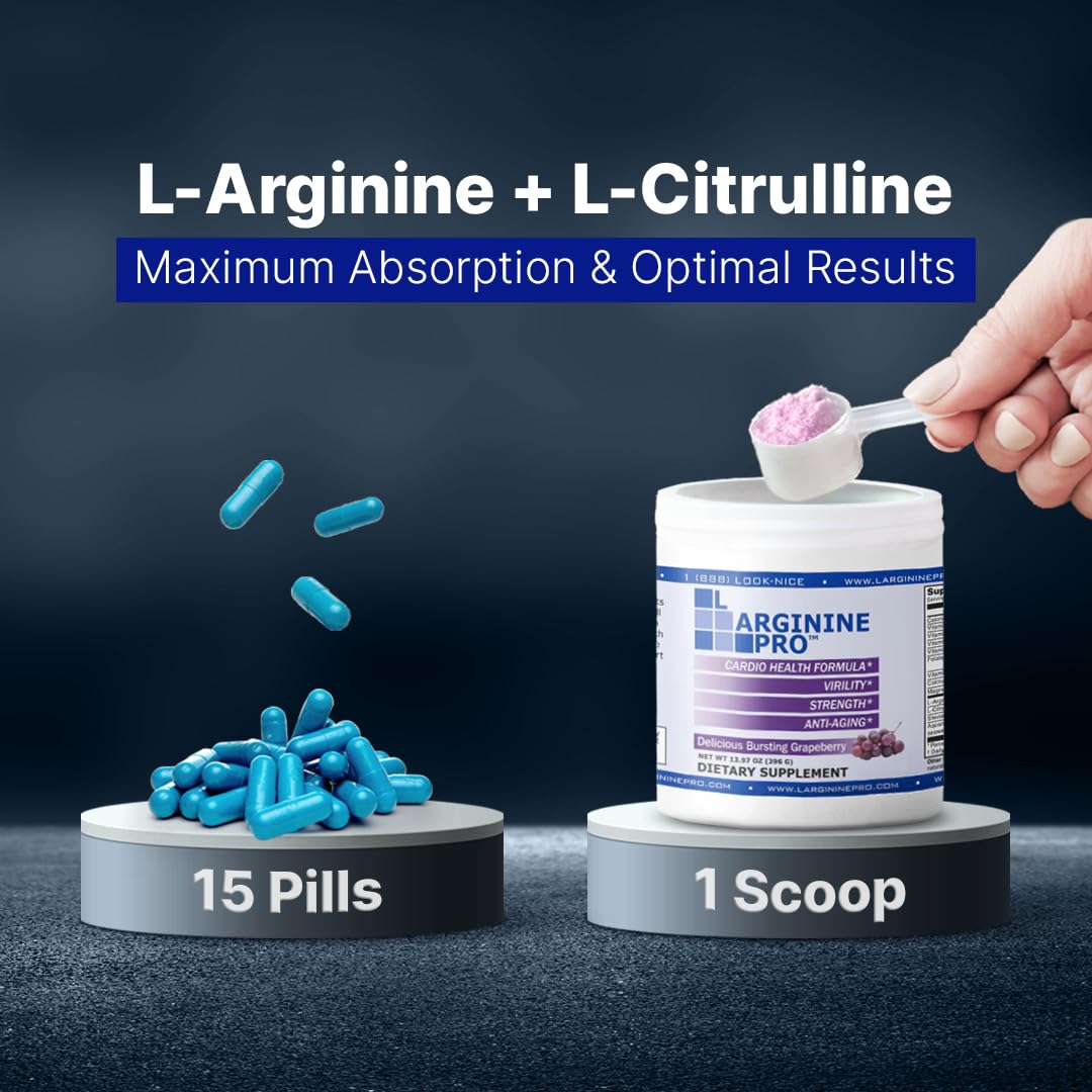 L-ARGININE PRO | 5,500mg L-Arginine + 1,100mg L-Citrulline Nitric Oxide Drink Mix