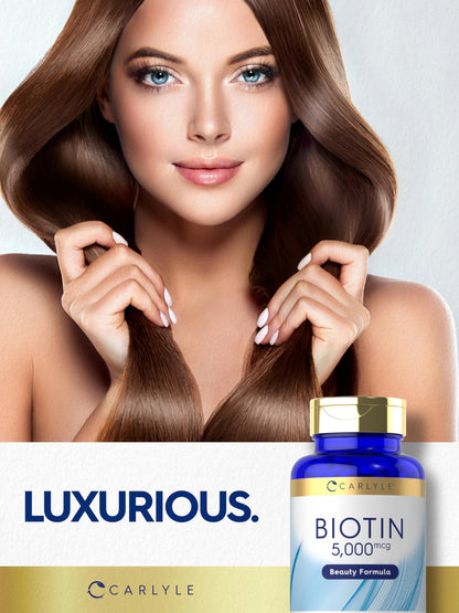 Carlyle Biotin 5000 mcg – 360 Vegetarian Tablets | Non-GMO, Gluten-Free